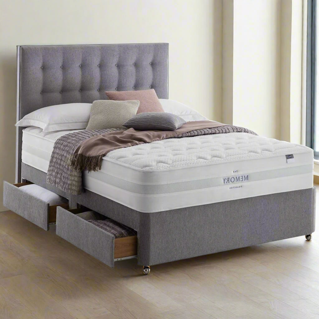 Divan Single Bed - Grey Upholstered Divan Bed